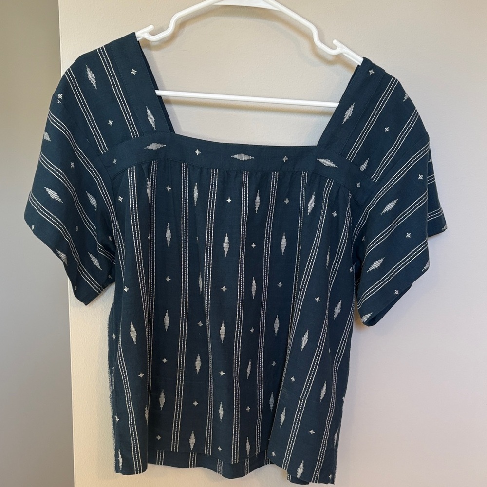 Madewell Teal Patterned Blouse
